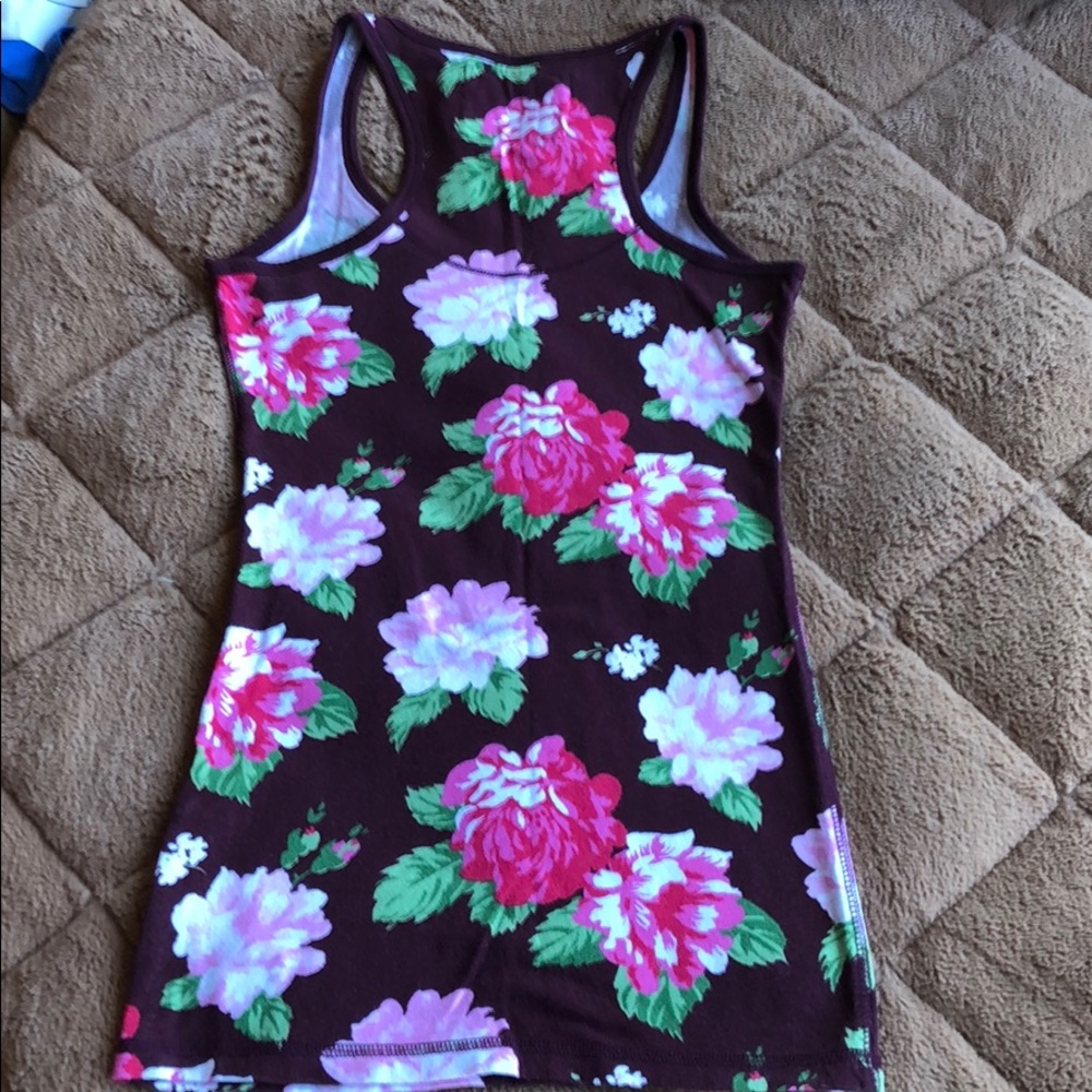 Abercrombie & Fitch burgundy floral tank - Picture 2 of 5